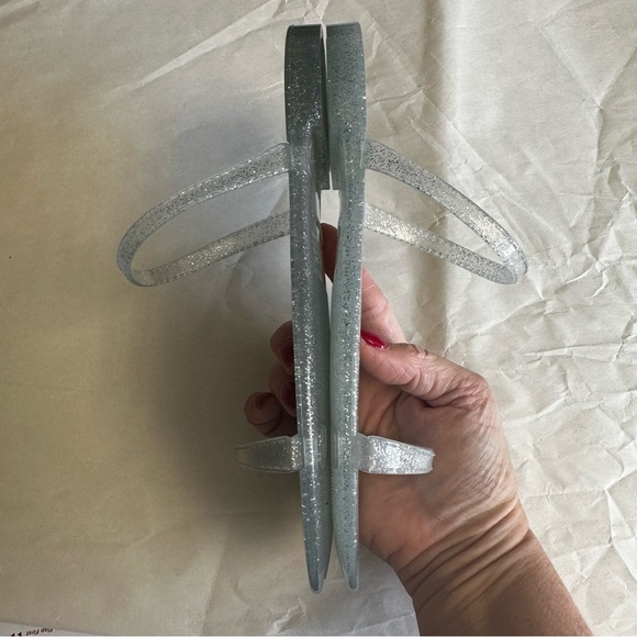 Stuart Weitzman Womens Sawyer Slide Silver Glitter Sparkle Jelly Sandals Slip On - Picture 6 of 9